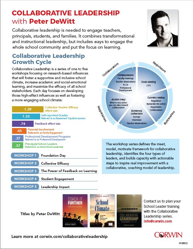 Peter DeWitt, Collaborative Leadership flyer, Corwin
